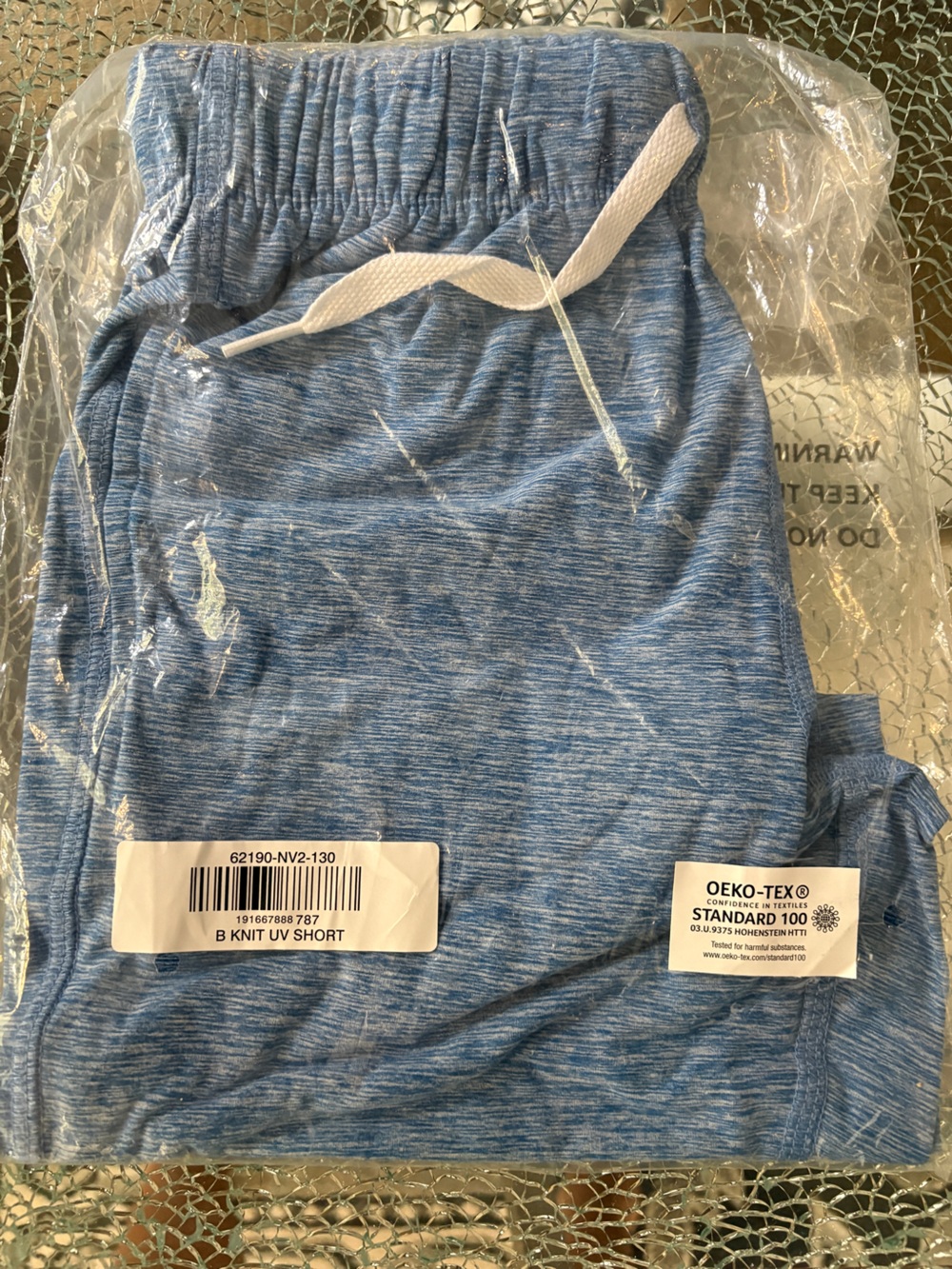 Hanna Andersson light blue heathered drawstring shorts